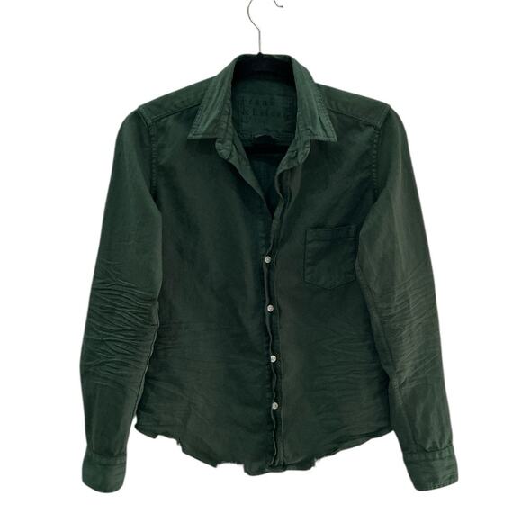 Frank & Eileen Barry Famous Denim Shirt Button Front Forest Green Cotton Size XS - Picture 4 of 10